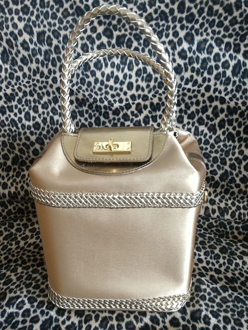 Metallic Gold Mini Top-Handle Bag with Braided Trim